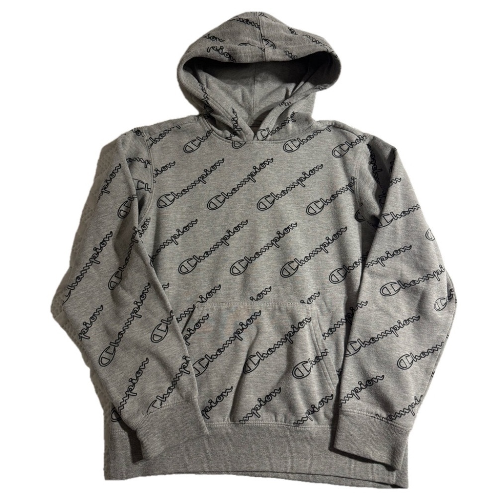 Champion Logo Grey Activewear Sweatshirt Athletic Streetwear Youth XL Hoodie